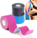 Grunda Kinesio Tape – 3 Rolls, Sports Tape, 5 m x 5 cm, Waterproof and Elastic Kinesiology Tape, Muscle Protection for Joints, Kinesiology Plaster, Black+Blue+Pink