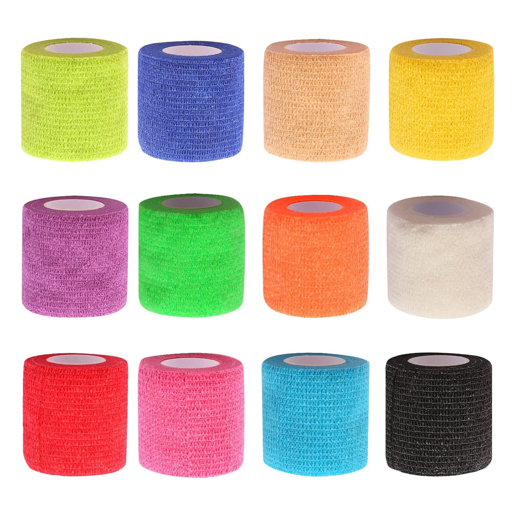 tigratigro 12 Rotoli Benda Elastica Coesiva 5cm x4.5m, Bendaggio Adesiva Coesiva Nastro Bendaggio Sportivo Non Tessuto Autoadesivo Benda Salvapelle Fasciature per Mani, Piedi, Ginocchia