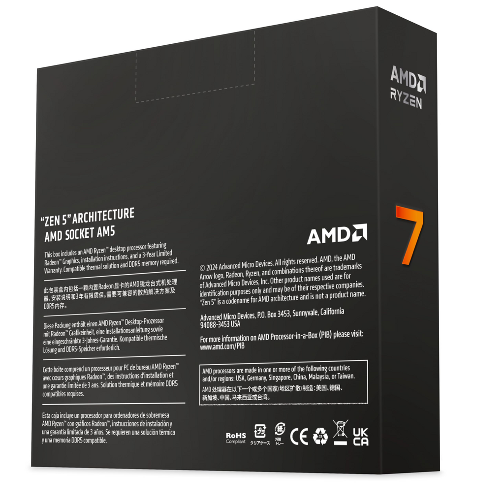 AMD Ryzen 7 9700X processor 3.8 GHz 40 MB L2 & L3 Box