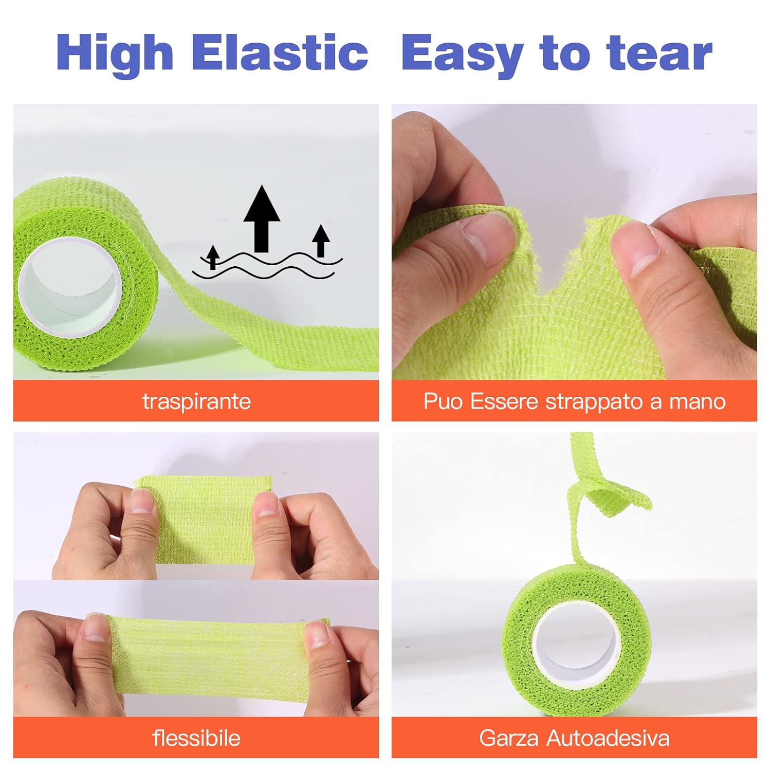 tigratigro 12 Rotoli Benda Elastica Coesiva 5cm x4.5m, Bendaggio Adesiva Coesiva Nastro Bendaggio Sportivo Non Tessuto Autoadesivo Benda Salvapelle Fasciature per Mani, Piedi, Ginocchia