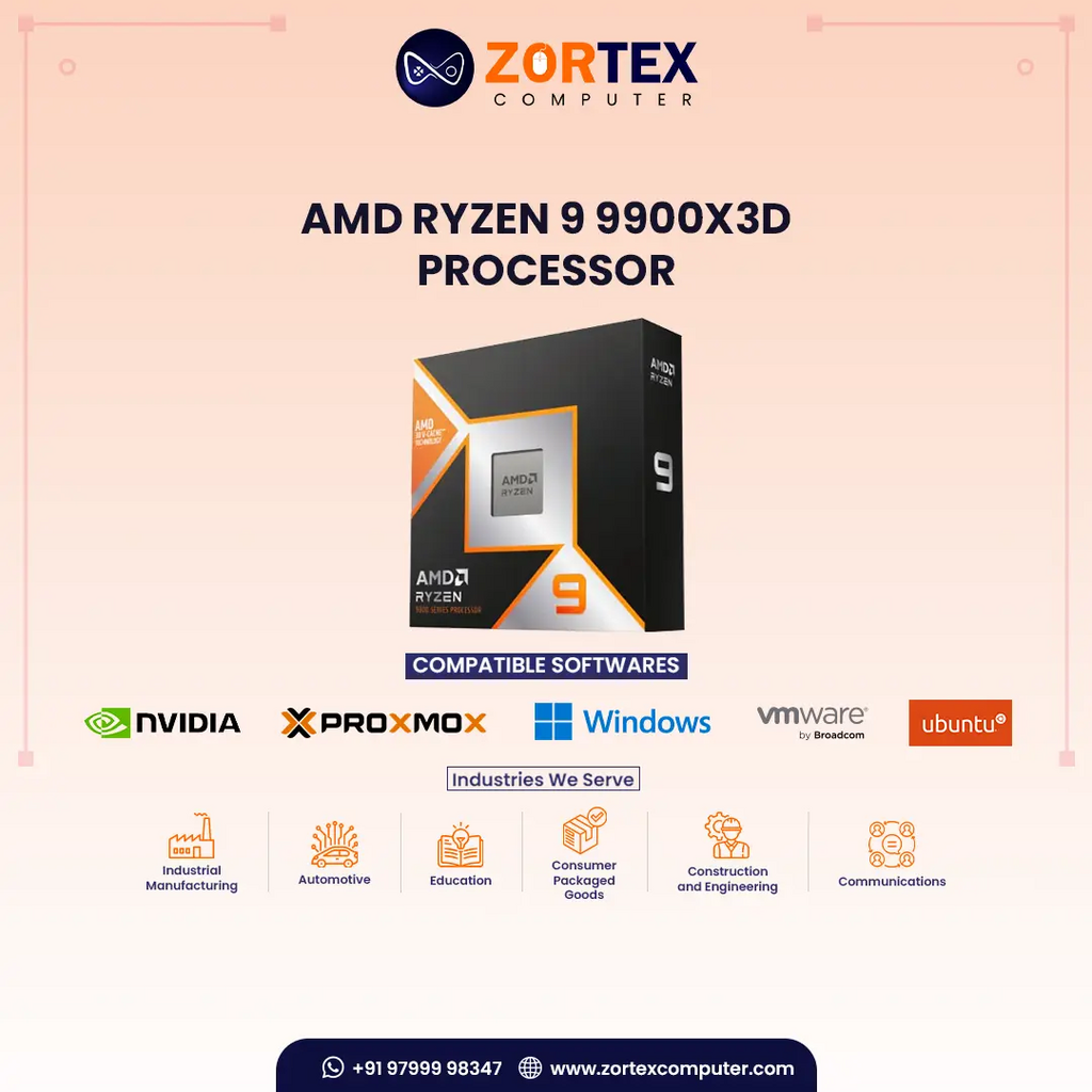 AMD Ryzen 9 9900X3D processor 4.4 GHz 140 MB L2 & L3 Box