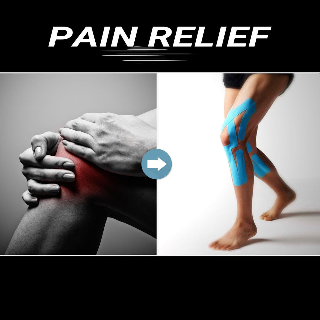 Kinesio Tape - 3 rotoli 5cm x 5m di tape kinesiologico Nero+Blu+Rosa, tape sportivo impermeabile ed elastico - Nastro Kinesiologico nastri amici della pelle per ginocchio spalla gomito