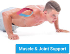 Kinesio Tape - 3 rotoli 5cm x 5m di tape kinesiologico Nero+Blu+Rosa, tape sportivo impermeabile ed elastico - Nastro Kinesiologico nastri amici della pelle per ginocchio spalla gomito
