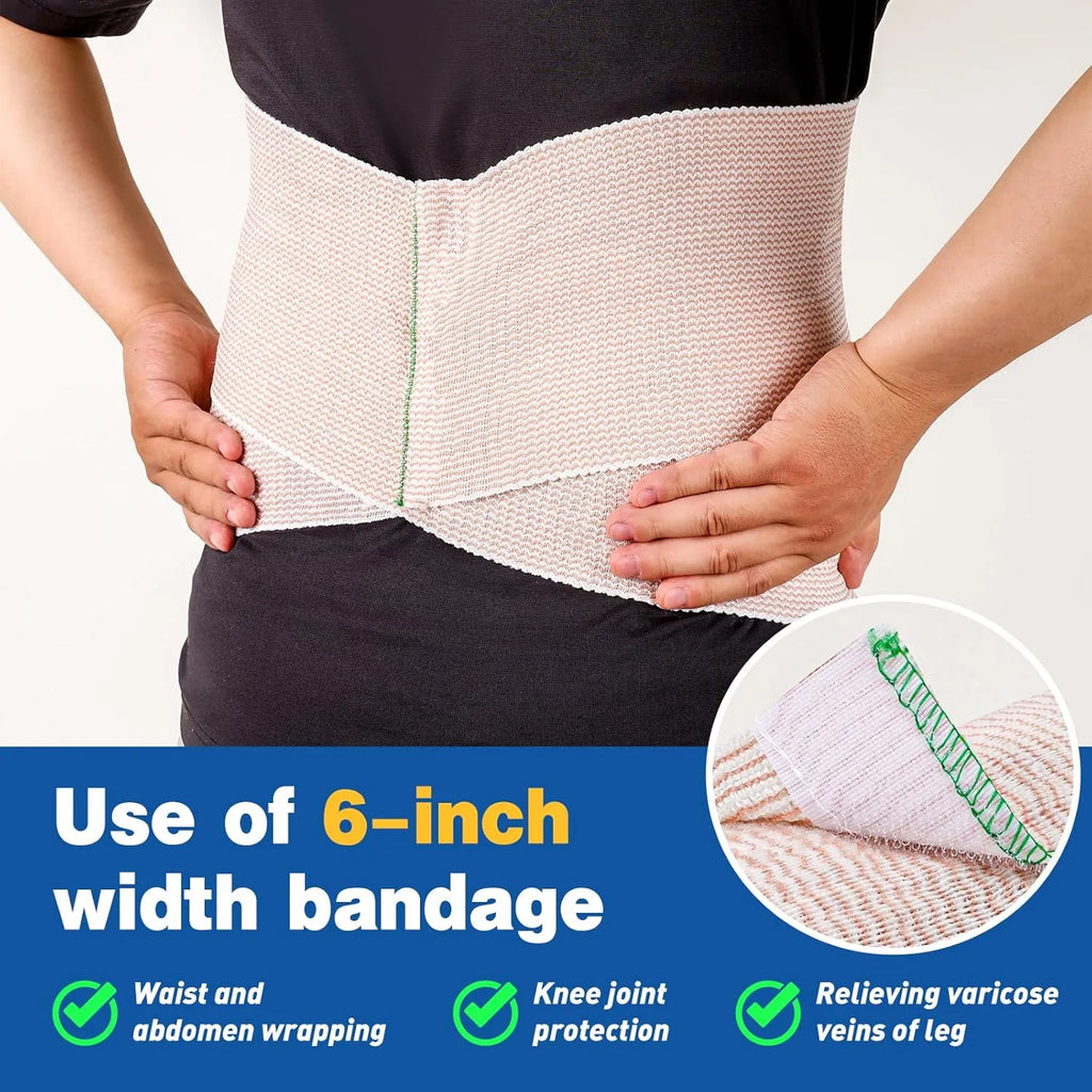 Premium 8 Pack Elastic Bandage Wrap (2x2", 2x3", 2x4", 2x6"), Compression Wrap Bandage for Legs, Ankle, Knee, Tummy, Body, Latex-Free, Lymphedema Wraps for Legs