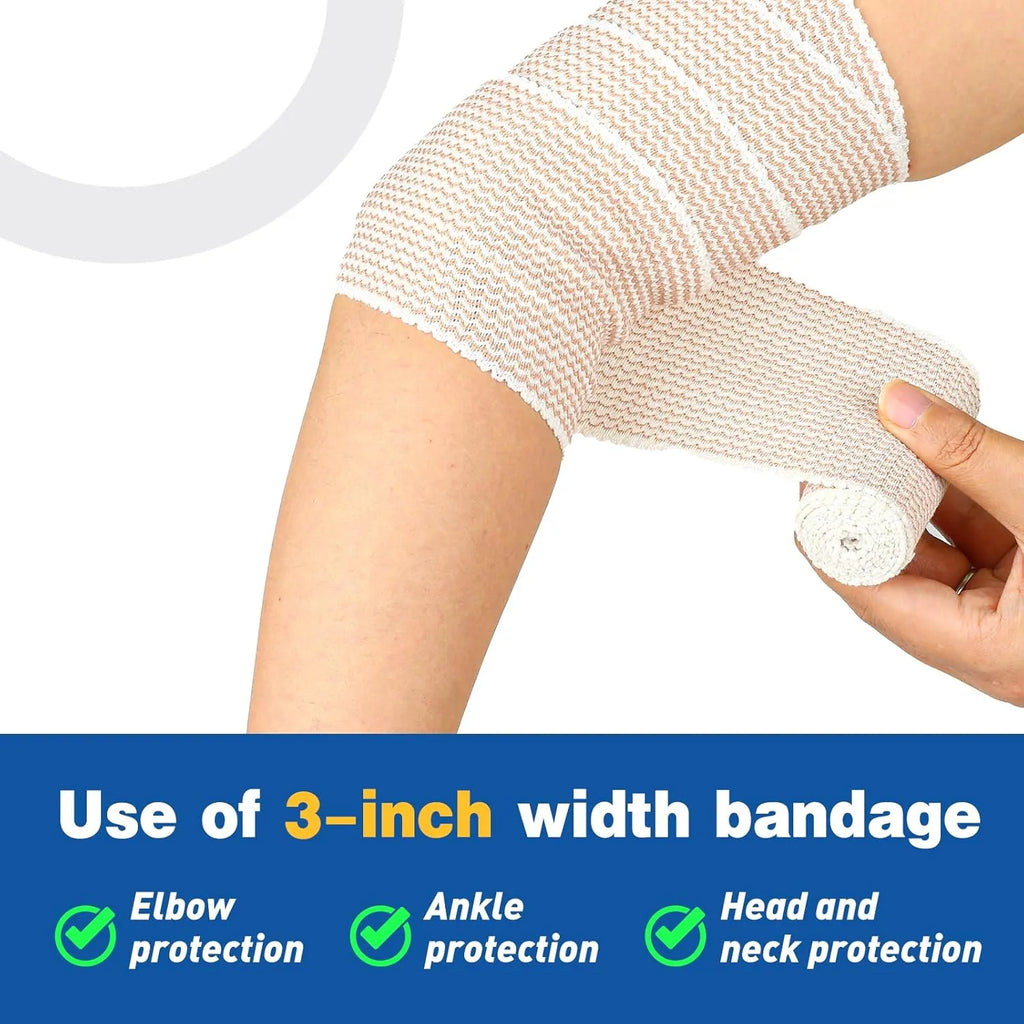 Premium 8 Pack Elastic Bandage Wrap (2x2", 2x3", 2x4", 2x6"), Compression Wrap Bandage for Legs, Ankle, Knee, Tummy, Body, Latex-Free, Lymphedema Wraps for Legs