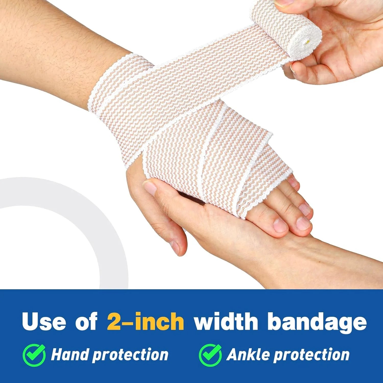 Premium 8 Pack Elastic Bandage Wrap (2x2", 2x3", 2x4", 2x6"), Compression Wrap Bandage for Legs, Ankle, Knee, Tummy, Body, Latex-Free, Lymphedema Wraps for Legs
