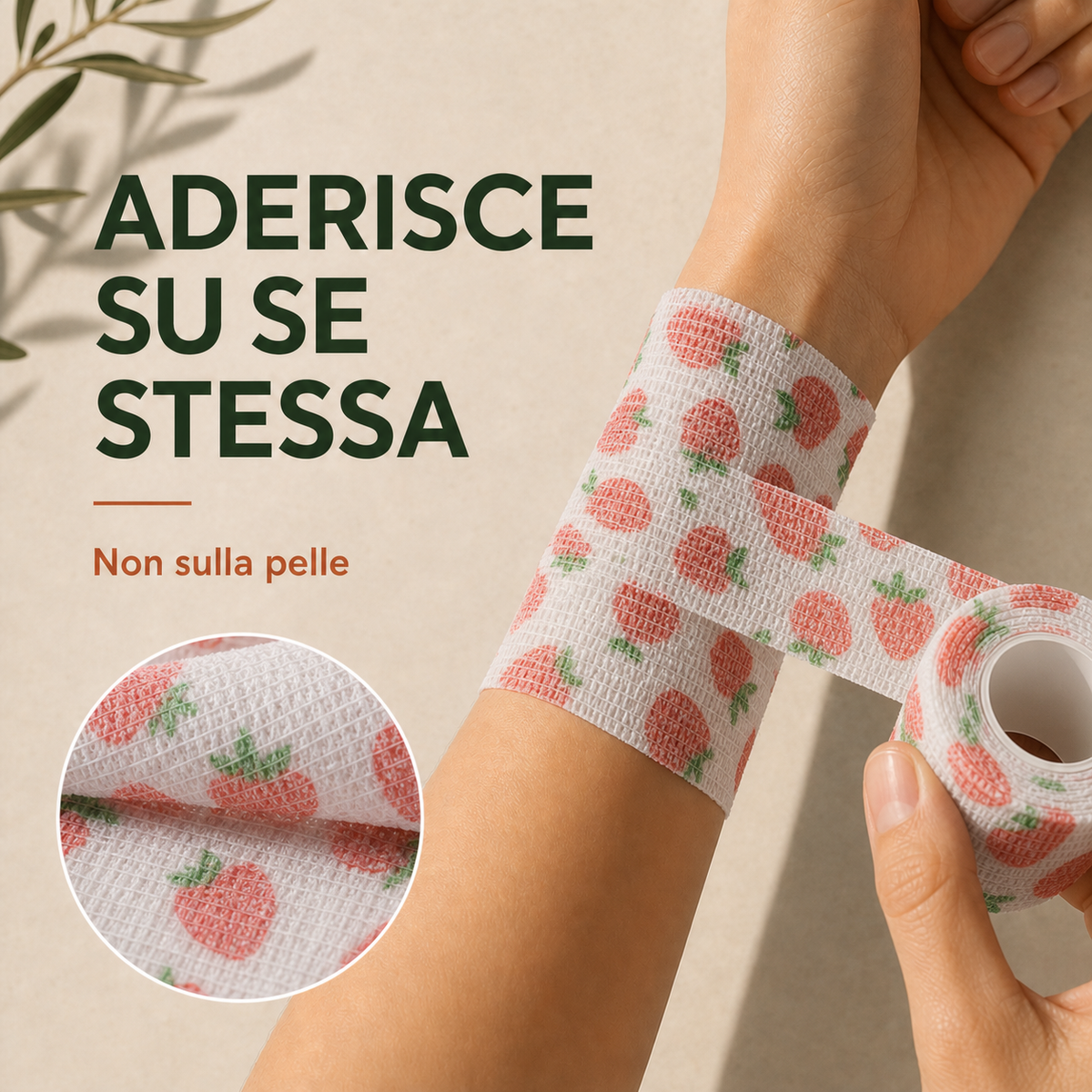 12 Rotoli di Bende Elastiche Coesive Fantasia Frutta 5 cm × 4,5 m – Fasce Autoadesive per Sport, Polsi, Mani, Piedi, Ginocchia e Animali