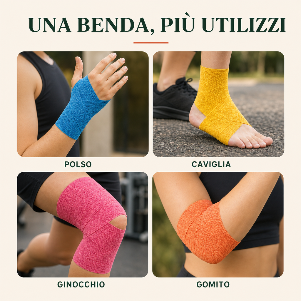 12 Rotoli di Bende Elastiche Coesive Colorate 5 cm × 4,5 m – Fasce Autoadesive per Sport, Polsi, Mani, Piedi, Ginocchia e Animali