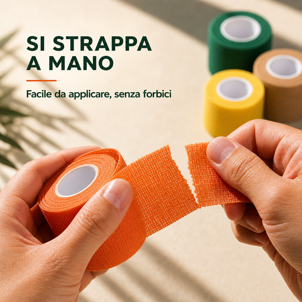 12 Rotoli di Bende Elastiche Coesive Colorate 5 cm × 4,5 m – Fasce Autoadesive per Sport, Polsi, Mani, Piedi, Ginocchia e Animali