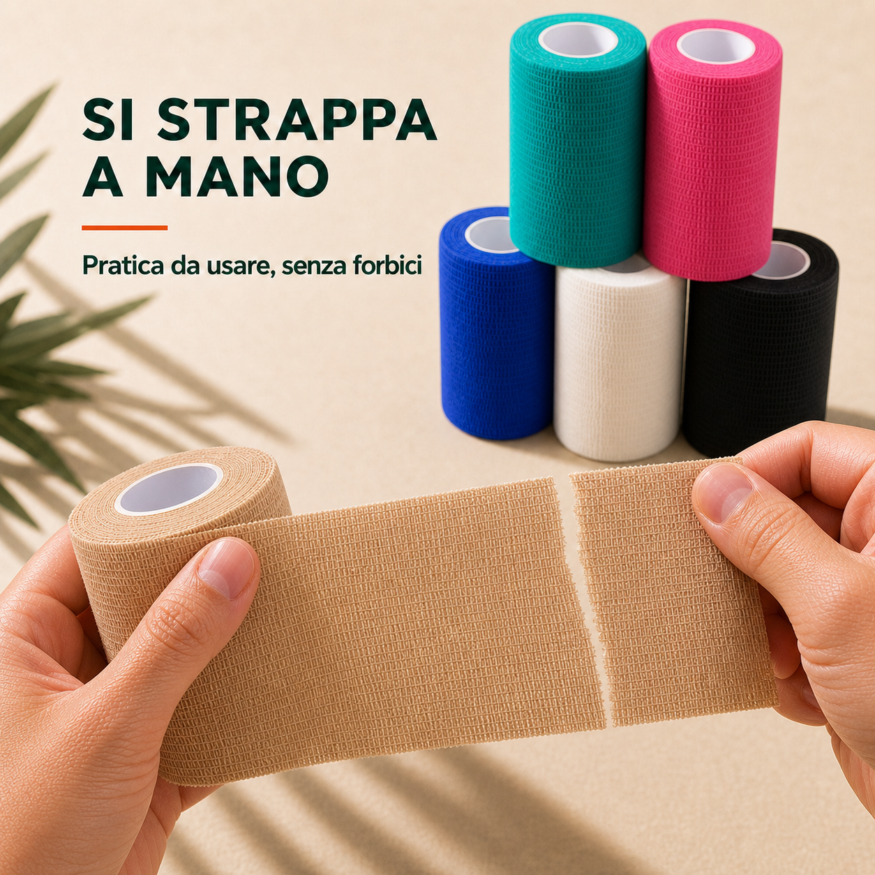 6 Rotoli di Bende Elastiche Coesive Colorate 10 cm × 4,5 m – Fasce Autoadesive per Sport, Ginocchia, Gambe, Gomiti e Animali