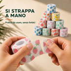 12 Rotoli di Bende Elastiche Coesive Fantasia Frutta 5 cm × 4,5 m – Fasce Autoadesive per Sport, Polsi, Mani, Piedi, Ginocchia e Animali