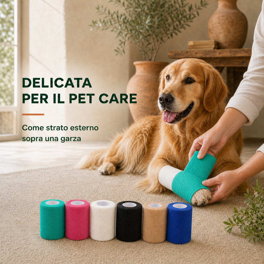 6 Rotoli di Bende Elastiche Coesive Colorate 10 cm × 4,5 m – Fasce Autoadesive per Sport, Ginocchia, Gambe, Gomiti e Animali