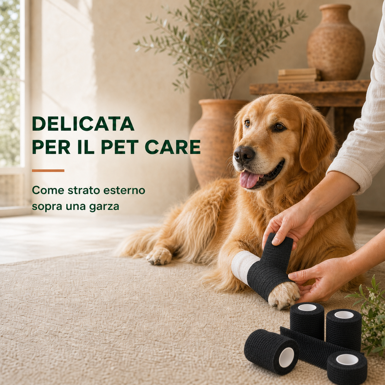 12 Rotoli di Bende Elastiche Coesive Nere 5 cm × 4,5 m – Fasce Autoadesive per Sport, Polsi, Mani, Piedi, Ginocchia e Animali