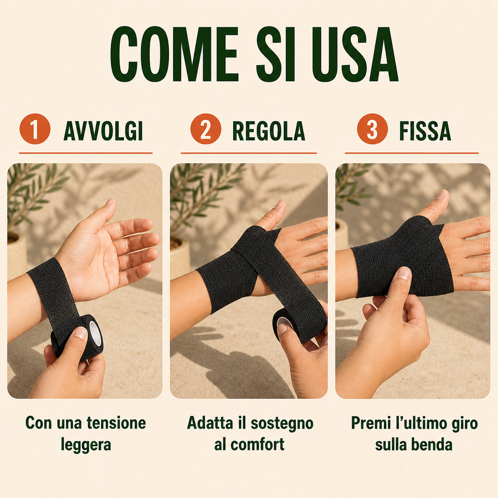 12 Rotoli di Bende Elastiche Coesive Nere 5 cm × 4,5 m – Fasce Autoadesive per Sport, Polsi, Mani, Piedi, Ginocchia e Animali