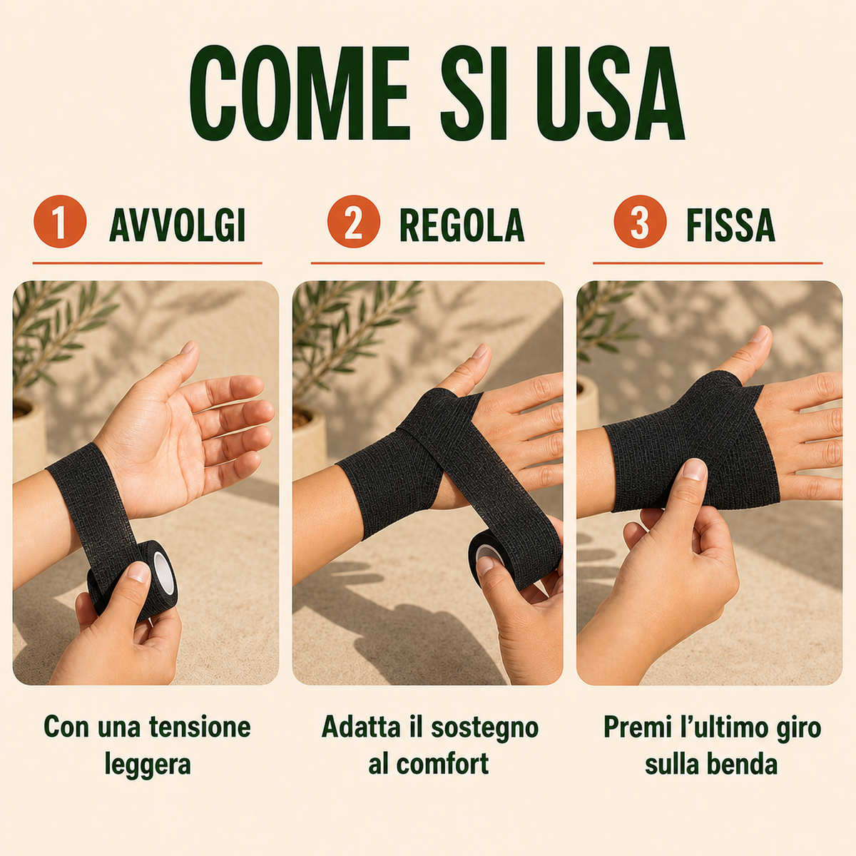12 Rotoli di Bende Elastiche Coesive Nere 5 cm × 4,5 m – Fasce Autoadesive per Sport, Polsi, Mani, Piedi, Ginocchia e Animali