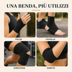 Benda coesiva nera ColorColar per polso caviglia ginocchio e gomito