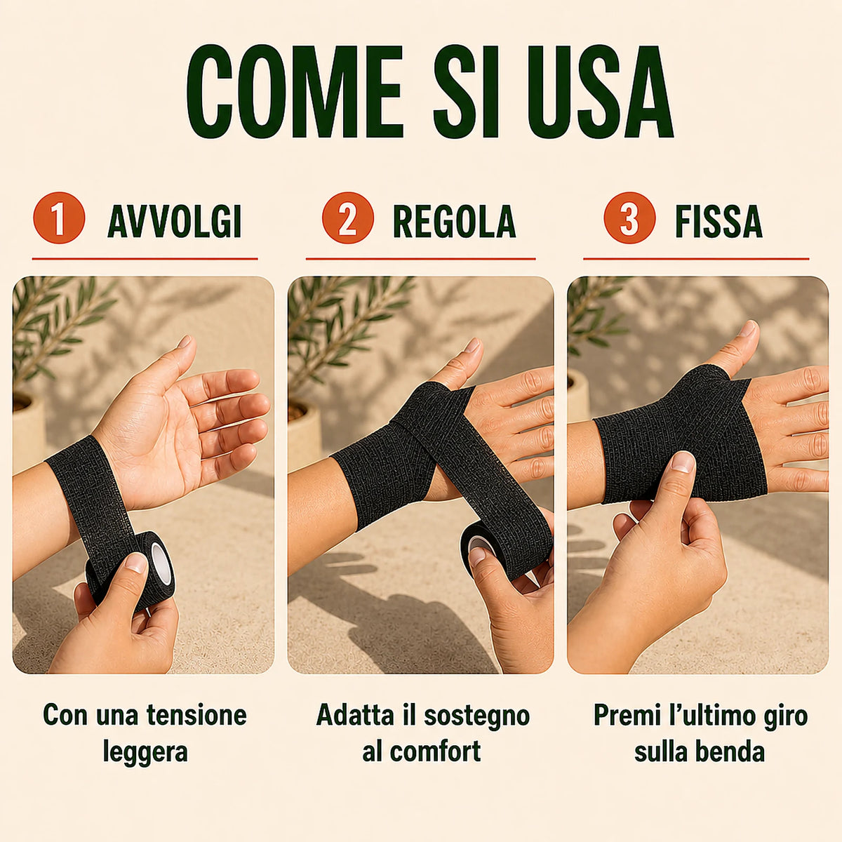 Come applicare la benda coesiva nera ColorColar in tre passaggi