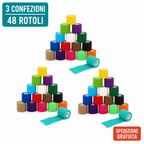 Bende coesive ColorColar multicolore, 3 confezioni, 48 rotoli da 5 cm x 4,5 m