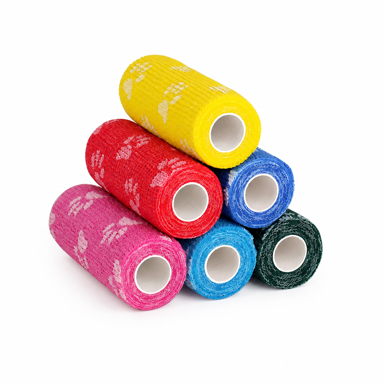 Sei bende coesive ColorColar da 10 cm con fantasie a zampa