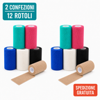 Bende coesive ColorColar colori assortiti, 2 confezioni, 12 rotoli da 10 cm x 4,5 m