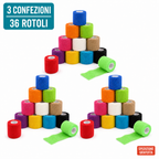 Bende coesive ColorColar colori assortiti, 3 confezioni, 36 rotoli da 5 cm x 4,5 m